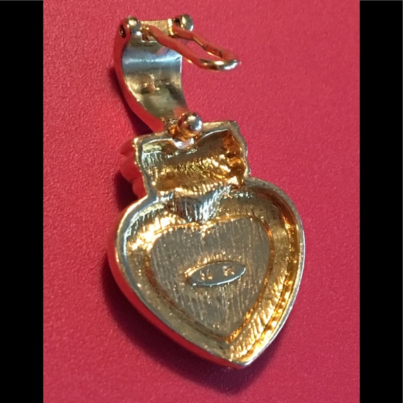 Vintage DBL Strand Necklace Crystal HEART pendant - Picture 4 of 13